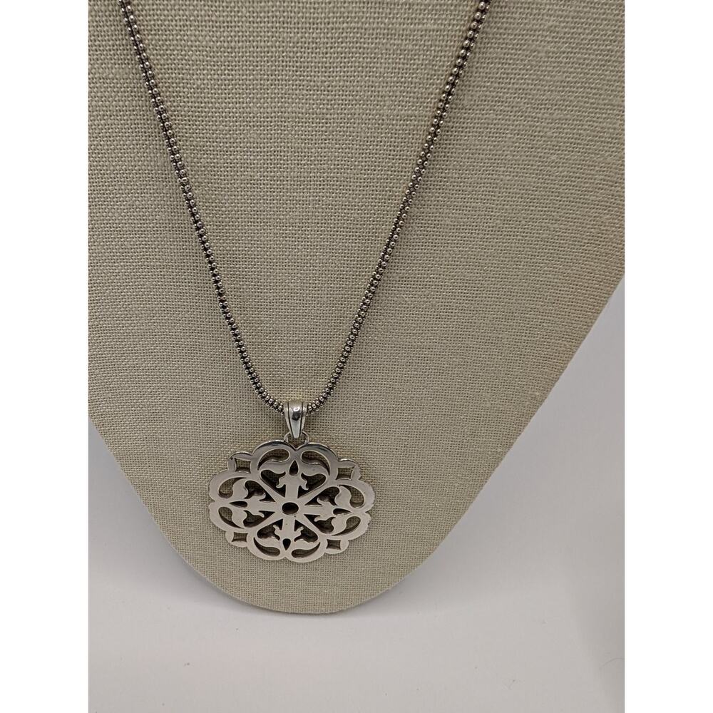 Brighton Silver Tone Filigree Pendant Necklace 20-22 Inch Adjustable